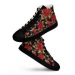 [Floral Bloom] Noir Rose Women’s High Top Canvas Shoes