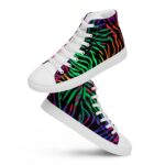 [Wild Side] Neon Zebra Women’s High Top Canvas Shoes